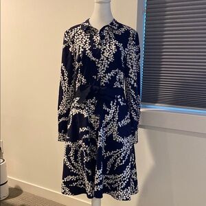 Boden Navy and White Patterned Dress